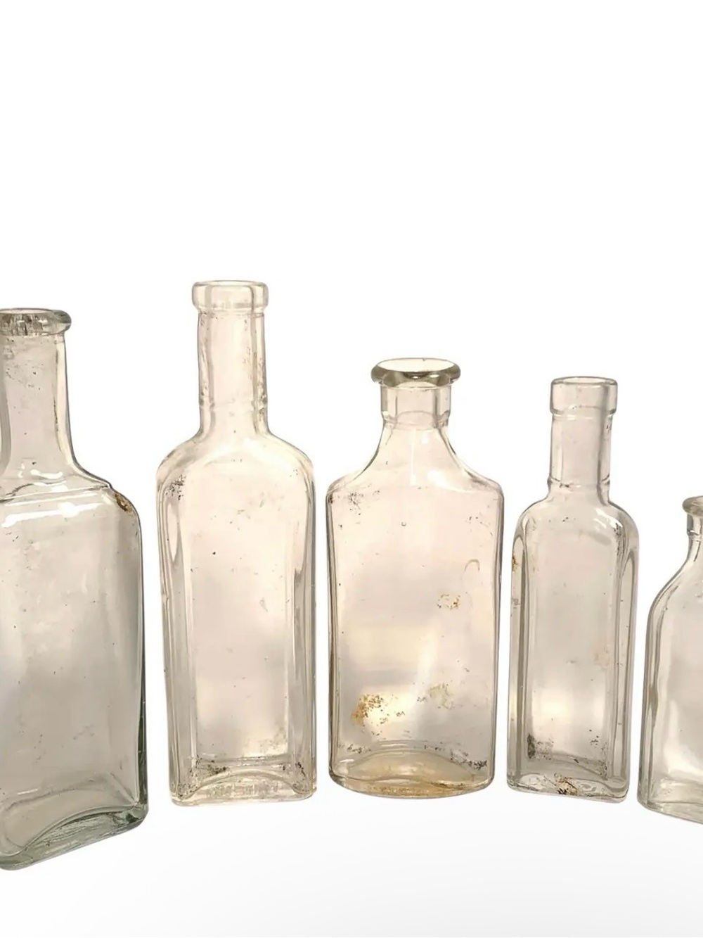 Antique Clear Glass Apothecary Medicine Bottles Collection-5 Early 20th Century
